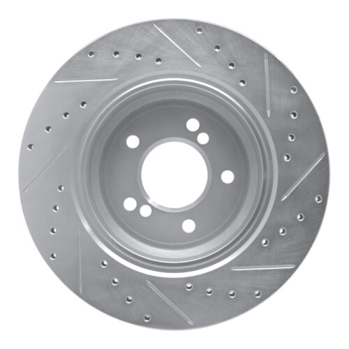 R1 Concepts for 00-06 BMW M5 Rear Left Drilled & Slotted Silver Brake Rotor - Image 5