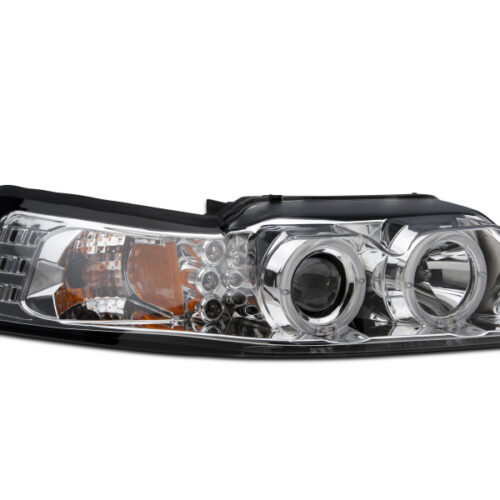 Raxiom for 1999-2004 Ford Mustang Dual LED Halo Projector Headlights- Chrome Housing (Clear Lens) - Image 3