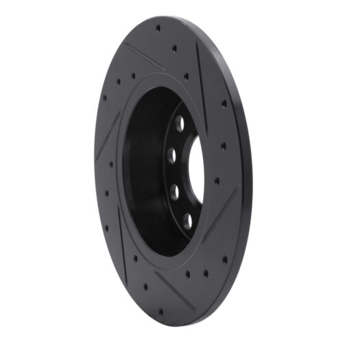 R1 05-25 Audi A3 (Mexico) Rear Left Drilled & Slotted Black Brake Rotor - Image 4