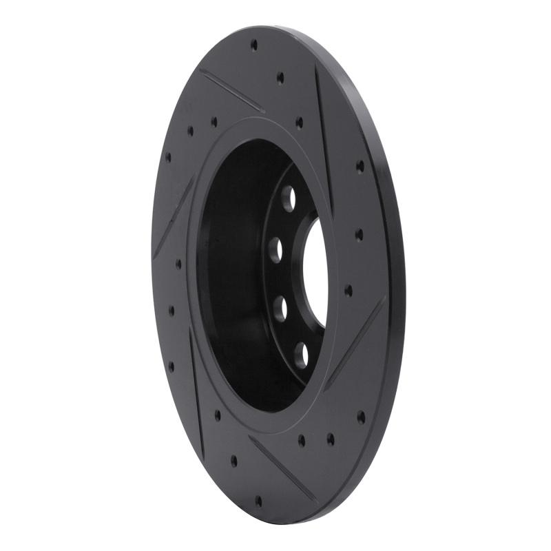 R1 05-25 Audi A3 (Mexico) Rear Left Drilled & Slotted Black Brake Rotor - Image 4