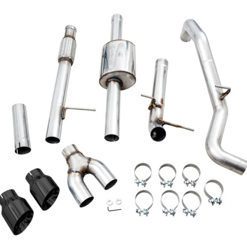 Alternative view of AWE Tuning 4th Gen GM 1500 5.3L 0FG Cat-Back Dual Side Exit (Flat Bumper) - Diamond Tips