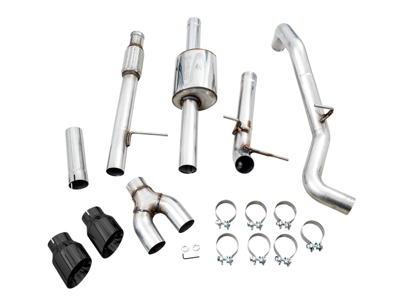 AWE Tuning 4th Gen GM 1500 5.3L 0FG Cat-Back Dual Side Exit (Flat Bumper) - Diamond Tips - Image 2