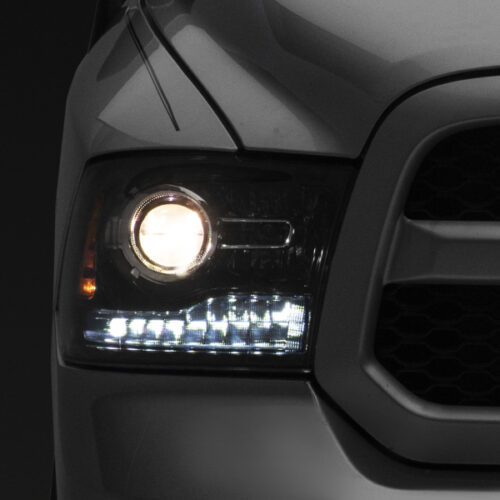 Raxiom for 2009-2018 Dodge RAM 1500 LED Halo Headlights w/Switchback Turn Signals- Blk Housing (Clear Lens)