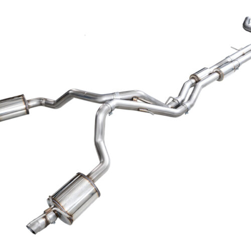 Alternative view of AWE Tuning Exhaust System (Reuses OE Tips) for 2021+ Cadillac Escalade 6.2L ESV 0FG Dual Exit