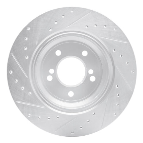 R1 Concepts for 00-06 BMW M5 Rear Right Drilled & Slotted Silver Brake Rotor - Image 5