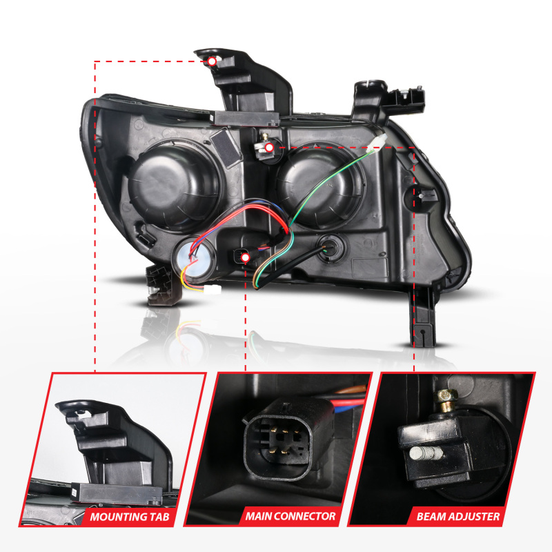 ANZO 15-22 Chevy Colorado Blk Housing Full LED DRL Projector Headlight w/ Sequential Light Bar - Image 5