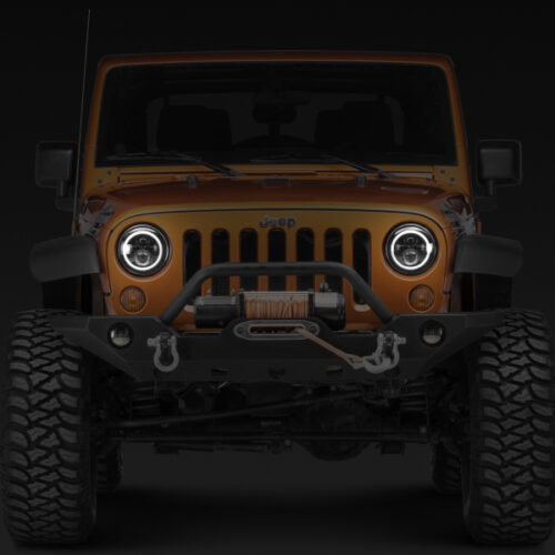 Raxiom for 1997-2018 Jeep Wrangler TJ/JK Axial Halo Headlights w/ DRL Amber Signals- Black Hsng (Clear Lens) - Image 9