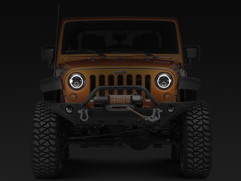 Raxiom for 1997-2018 Jeep Wrangler TJ/JK Axial Halo Headlights w/ DRL Amber Signals- Black Hsng (Clear Lens) - Image 9