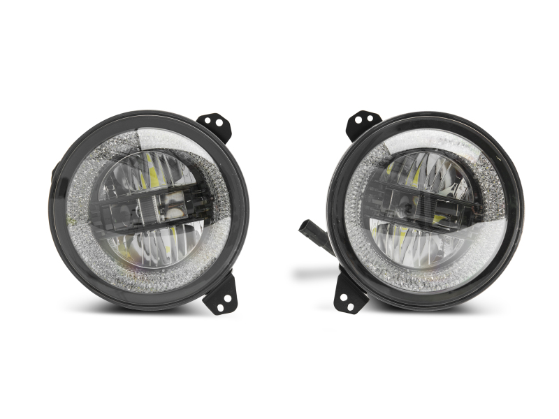 Raxiom for 2018-2022 Jeep Wrangler JL/JT Axial Series LED Headlights- Black Housing (Clear Lens) - Image 3