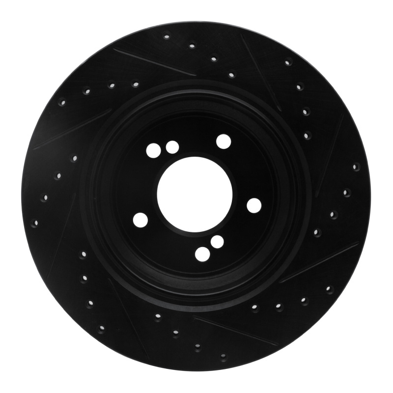 R1 Concepts for 00-06 BMW M5 Rear Left Drilled & Slotted Black Brake Rotor - Image 5