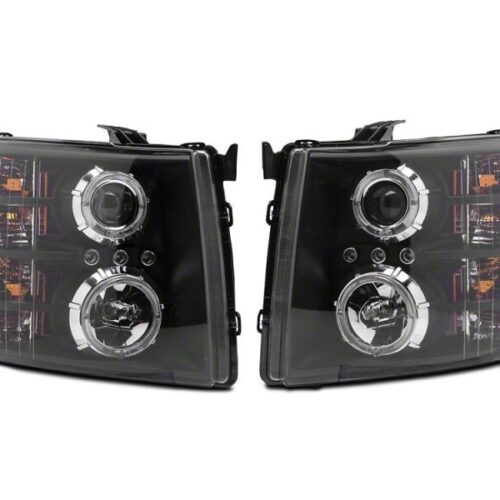 Raxiom for 2007-2013 Chevrolet Silverado 1500 LED Halo Projector Headlights- Black Housing- Clear Lens - Image 3