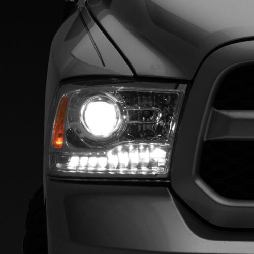 Raxiom for 2009-2018 Dodge RAM 1500 LED Halo Headlights w/ Switchback Turn Signals- Chrome Hsng (Clear Lens)
