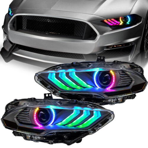 Oracle Lighting 18-23 Ford Mustang Dynamic ColorSHIFT LED Headlights - Black Series - Image 2