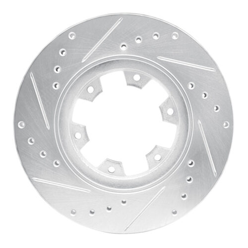 R1 Concepts for 85-02 Nissan Pickup Hardbody Front Right Drilled & Slotted Silver Brake Rotor - Image 5