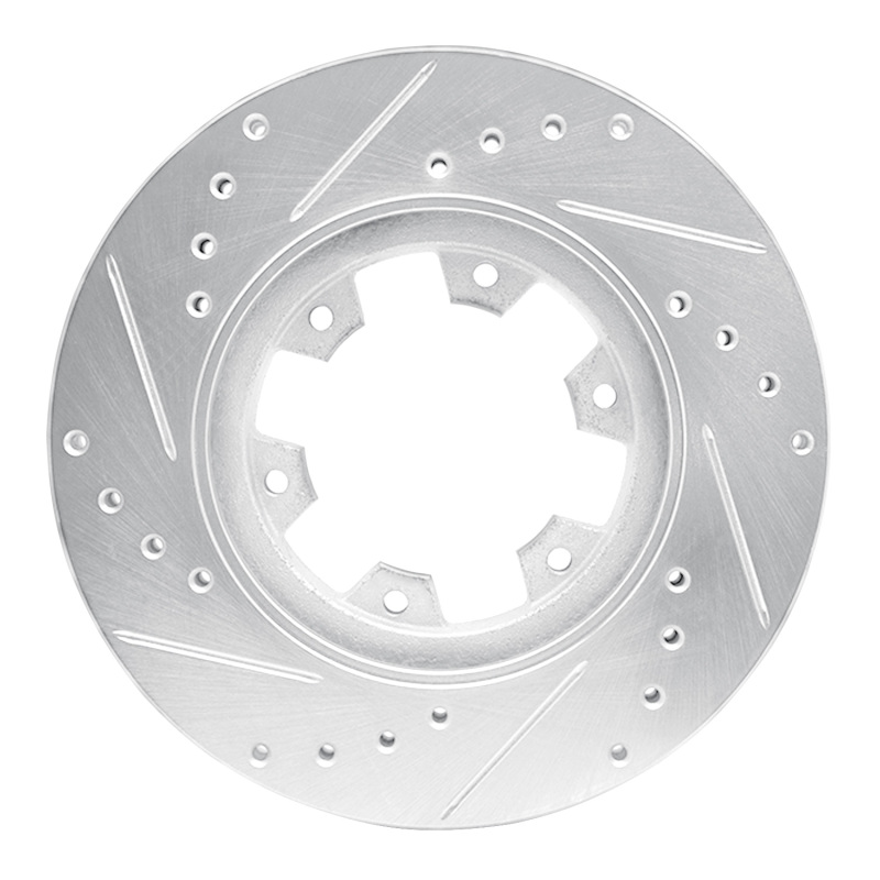 R1 Concepts for 85-02 Nissan Pickup Hardbody Front Right Drilled & Slotted Silver Brake Rotor - Image 5