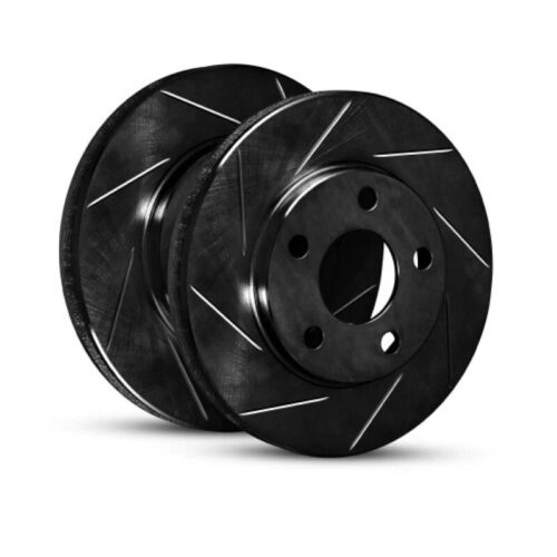 R1 Concepts for 03-06 Mitsubishi Lancer Rear Left Slotted Black Brake Rotor