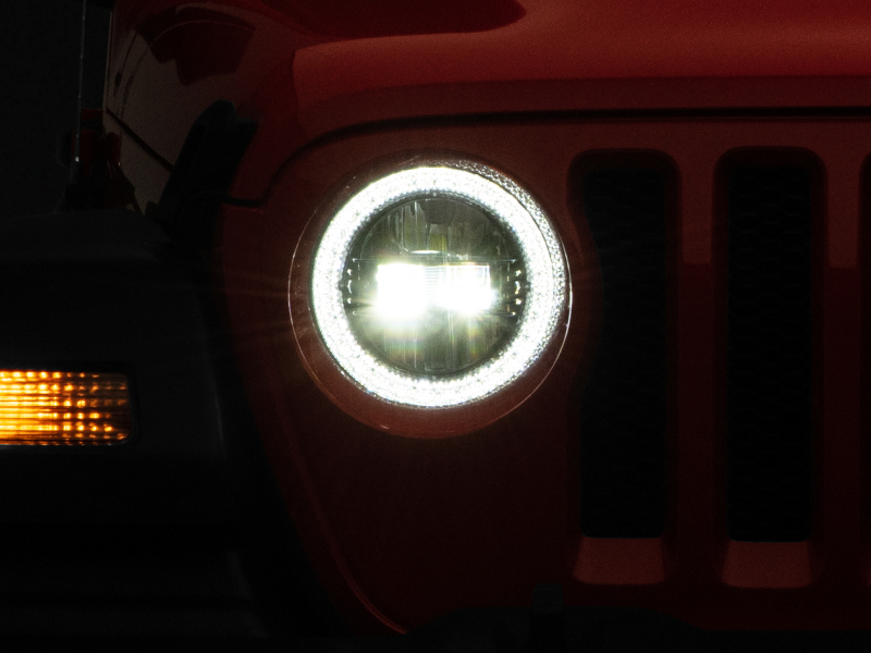 Raxiom for 2018-2022 Jeep Wrangler JL/JT Axial Series LED Headlights- Black Housing (Clear Lens)