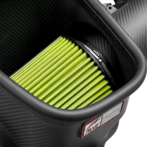 Alternative view of AWE Tuning Intake for 24-26 Ford S650 Mustang GT/Dark Horse S-FLO Carbon