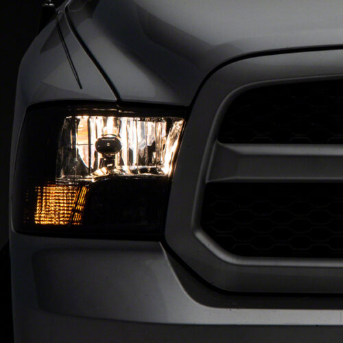 Raxiom for 2009-2018 Dodge RAM 1500 Axial OEM Rep Headlights w/ Dual Bulb- Chrome Housing (Smoked Lens )