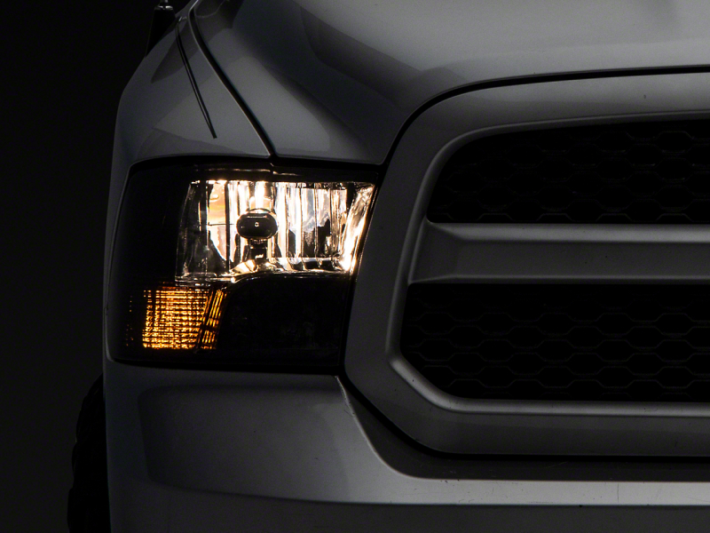 Raxiom for 2009-2018 Dodge RAM 1500 Axial OEM Rep Headlights w/ Dual Bulb- Chrome Housing (Smoked Lens )