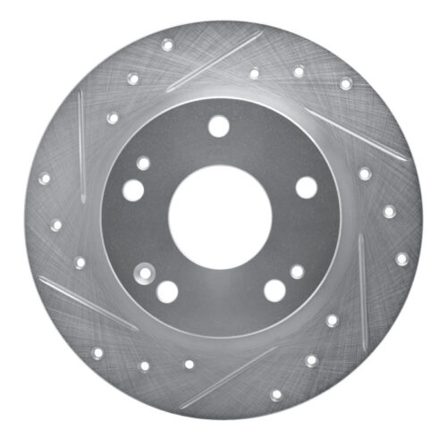R1 Concepts for 16-25 Honda Civic Hatchback Rear Left Drilled & Slotted Silver Brake Rotor
