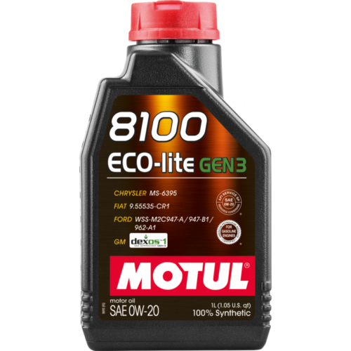 Motul 111363 1L Synthetic Engine Oil 8100 Eco-Lite Gen3 0W20