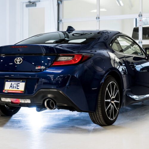 Alternative view of AWE Tuning Subaru BRZ/ Toyota GR86/ Toyota 86 Track Edition Cat-Back Exhaust- Chrome Silver Tips