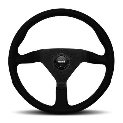 Momo MCL35AL1B Montecarlo Alcantara Steering Wheel 350 mm - Black/Black Stitch/Black Spokes
