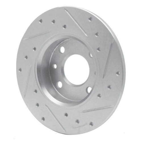 R1 Concepts for 2009-2019 Fiat 500 (USA/Canada) Rear Left Drilled & Slotted Silver Brake Rotor - Image 4