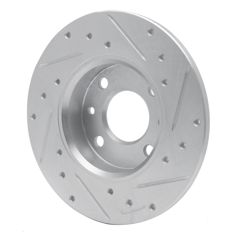 R1 Concepts for 2009-2019 Fiat 500 (USA/Canada) Rear Left Drilled & Slotted Silver Brake Rotor - Image 4