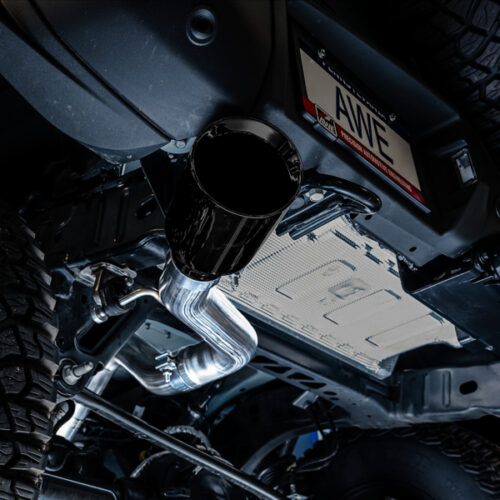 AWE Tuning Exhaust w/Diamond Black Tip & Bash Guard for 2021+ Ford Bronco 0FG Single Rear Exit - Image 10