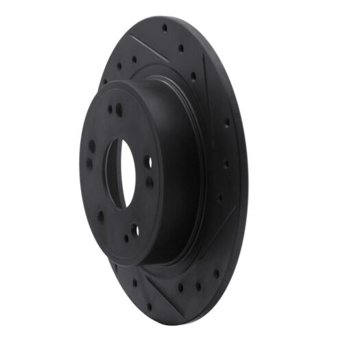 Alternative view of R1 Concepts for 05-17 Honda Accord Rear Right Drilled & Slotted Black Brake Rotor