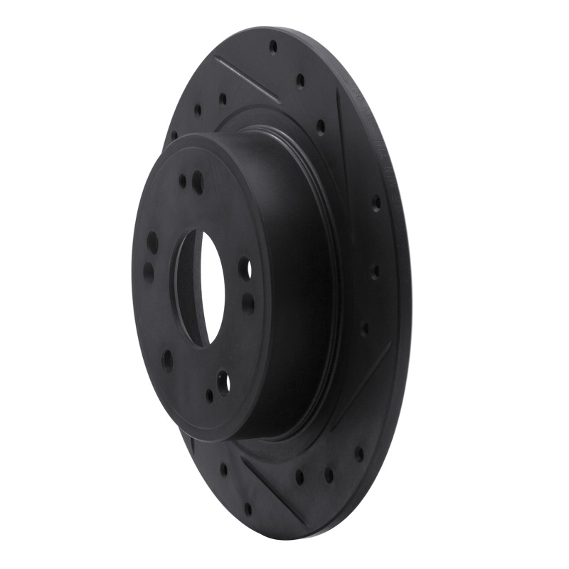 R1 Concepts for 05-17 Honda Accord Rear Right Drilled & Slotted Black Brake Rotor - Image 2