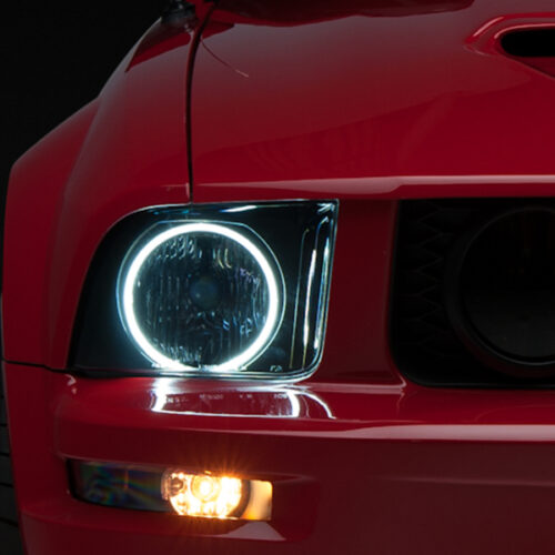 Raxiom for 2005-2009 Ford Mustang GT V6 Axial Series CCFL Halo Projector Headlight- Blk Housing (Smkd Lens)
