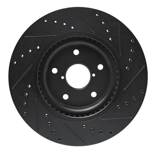 R1 Concepts for 20-25 Subaru WRX Front Left Drilled & Slotted Black Brake Rotor - Image 5
