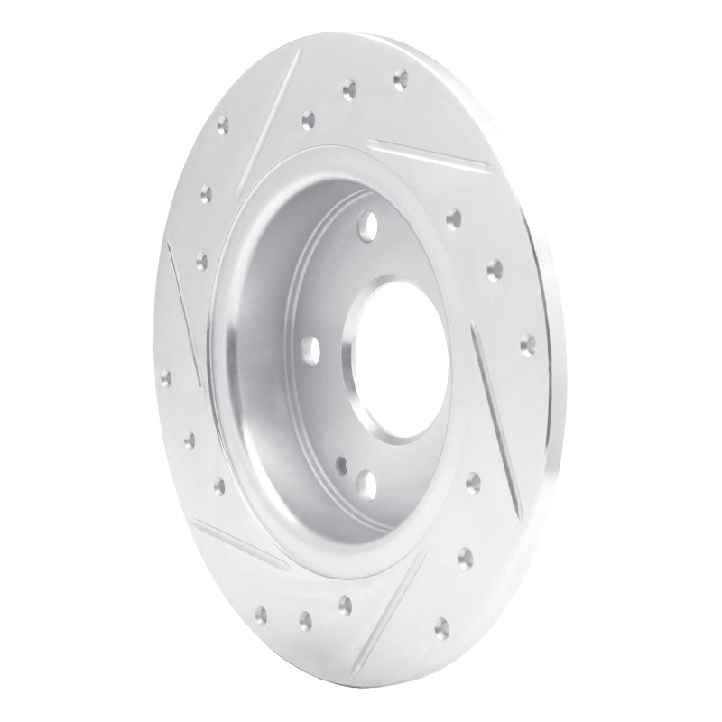R1 Concepts for 16-25 Honda Civic Hatchback Rear Right Drilled & Slotted Silver Brake Rotor - Image 4