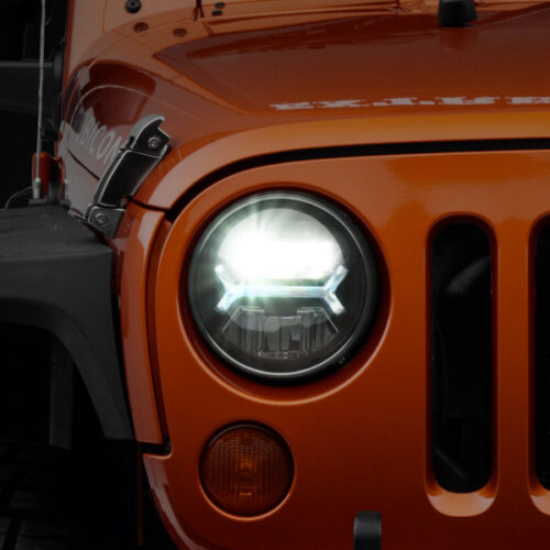 Raxiom for 2007-2018 Jeep Wrangler JK LED Halo Headlights- Black Housing (Clear Lens)