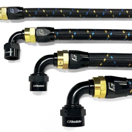 GReddy AN10 90 Degree Swivel Hose End - Black/Gold Anodized - Image 2