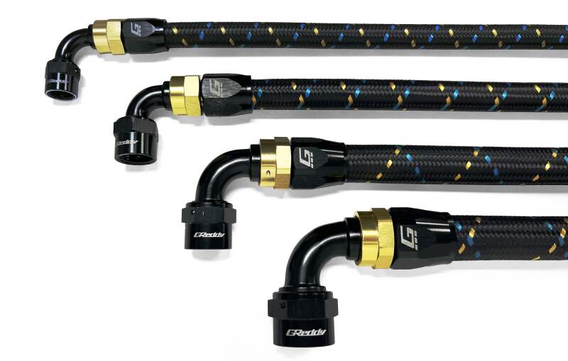 GReddy AN10 90 Degree Swivel Hose End - Black/Gold Anodized - Image 2