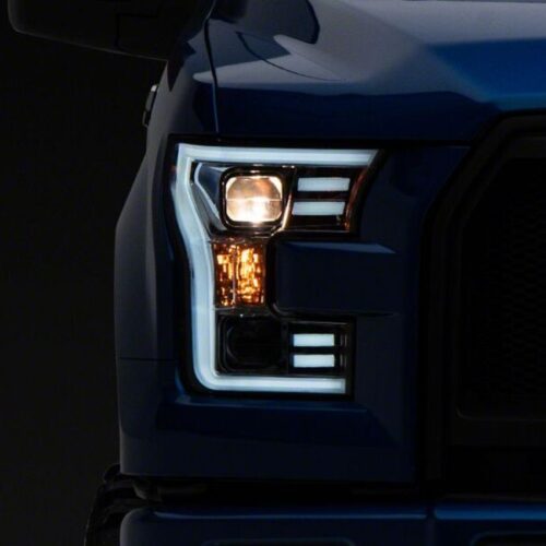 Raxiom for 2015-2017 Ford F-150 Projector Headlights with LED Accent- Chrome Housing- Clear Lens