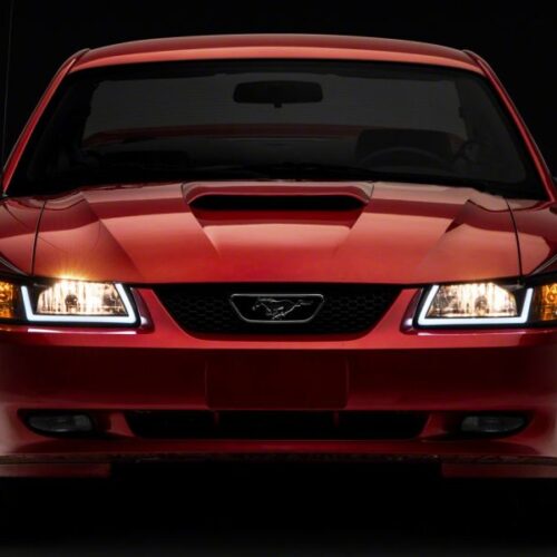 Raxiom for 1999-2004 Ford Mustang Axial Series Headlights w/ LED Bar- Black Housing (Clear Lens) - Image 10