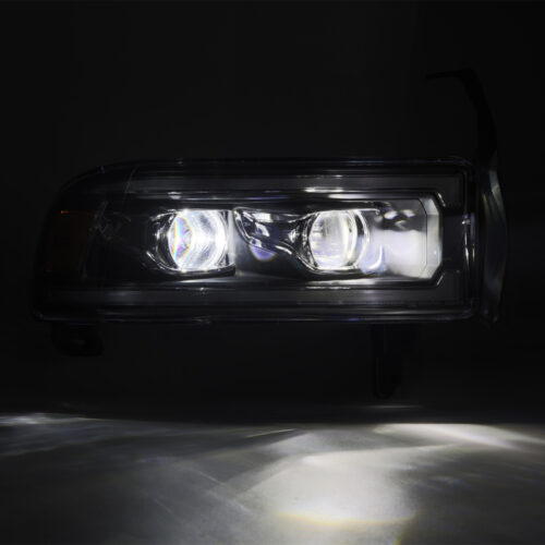 Alternative view of AlphaRex 94-01 RAM 1500 LUXX LED Proj Headlights Blk w/Activ Light/Seq Signal/SB DRL