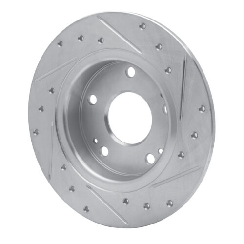 R1 Concepts for 16-25 Honda Civic Hatchback Rear Left Drilled & Slotted Silver Brake Rotor - Image 4