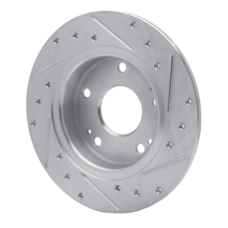 R1 Concepts for 16-25 Honda Civic Hatchback Rear Left Drilled & Slotted Silver Brake Rotor - Image 4