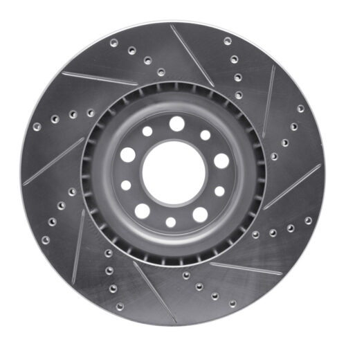 R1 Concepts for 2017-2025 Alfa Romeo Stelvio Front Left Drilled & Slotted Silver Brake Rotor - Image 5