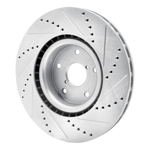 R1 Concepts for 05-20 Subaru Impreza Front Left Drilled & Slotted Silver Brake Rotor - Image 4