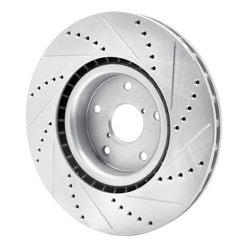 R1 Concepts for 05-20 Subaru Impreza Front Left Drilled & Slotted Silver Brake Rotor - Image 4