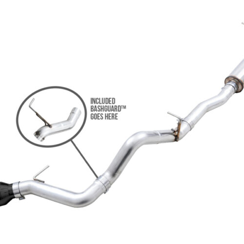 AWE Tuning Exhaust w/Diamond Black Tip & Bash Guard for 2021+ Ford Bronco 0FG Single Rear Exit - Image 3