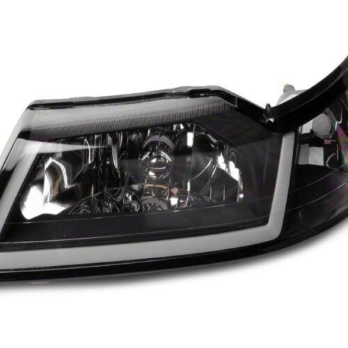Alternative view of Raxiom for 1999-2004 Ford Mustang Axial Series Headlights w/ LED Bar- Black Housing (Clear Lens)