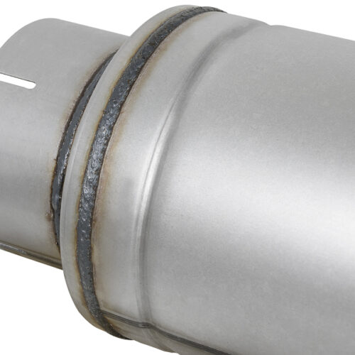 aFe Power ATLAS Aluminized Steel Muffler 5in Center/Center 24in L x 7in Diameter - Round Body - Image 5